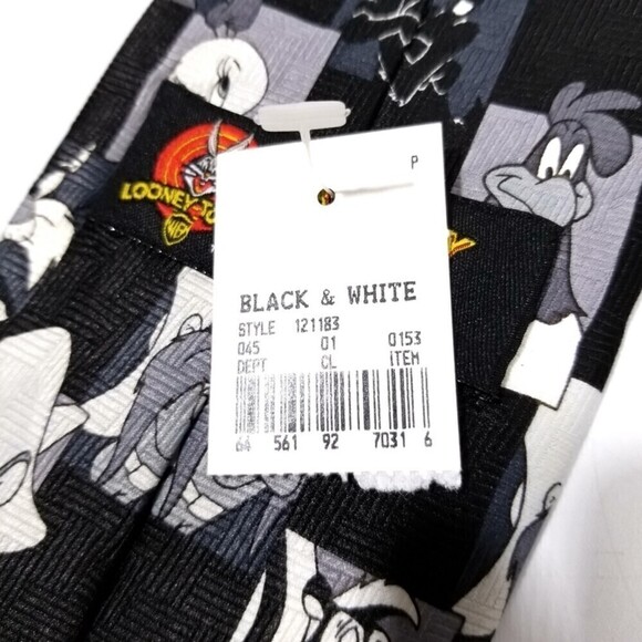 VTG NWT Looney Tunes Monochrome Neck Tie - Picture 5 of 6